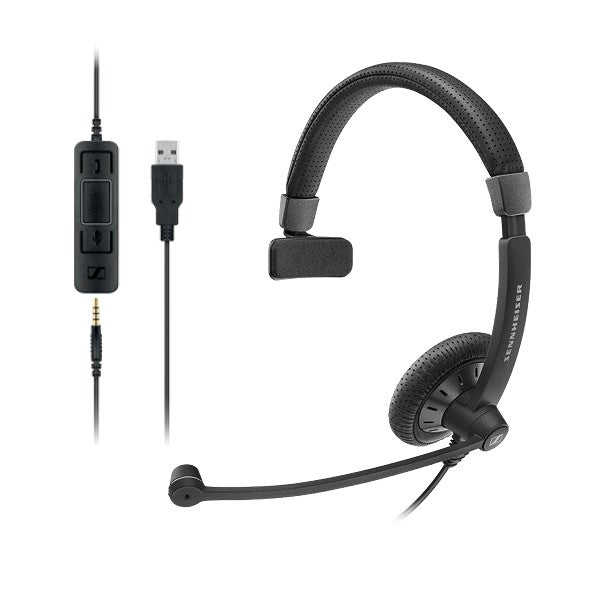SENNHEISER I IMPACT SC45 Mono USB Headset USB / 3.5mm Connectivity Teams / Skype Certified Active Gard Noise-Cancelling 