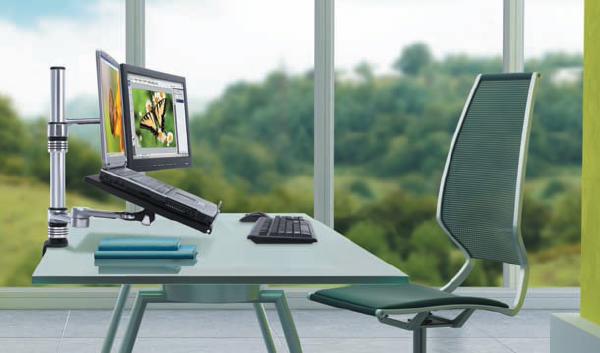 Atdec AF-AT-P with notebook tray -  525mm long pole with 422mm articulated arm. Max load: 8kg, VESA 100x100 - VISIDEC Fo