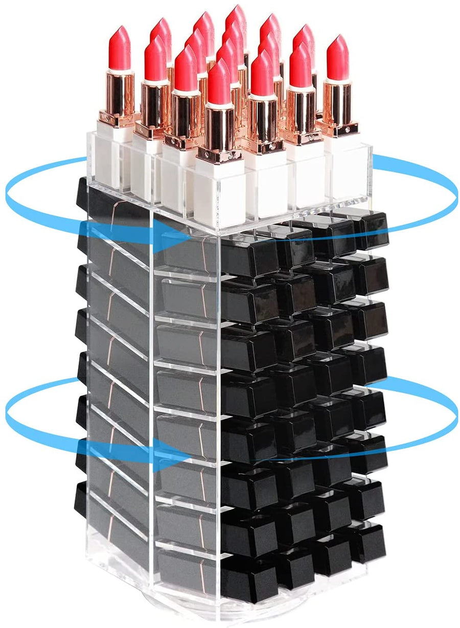 360 Rotating Lipstick Clear Acrylic Display Rack Organizer Stand Lazy Susan Makeup Cosmetics Storage Case Box Carousel S
