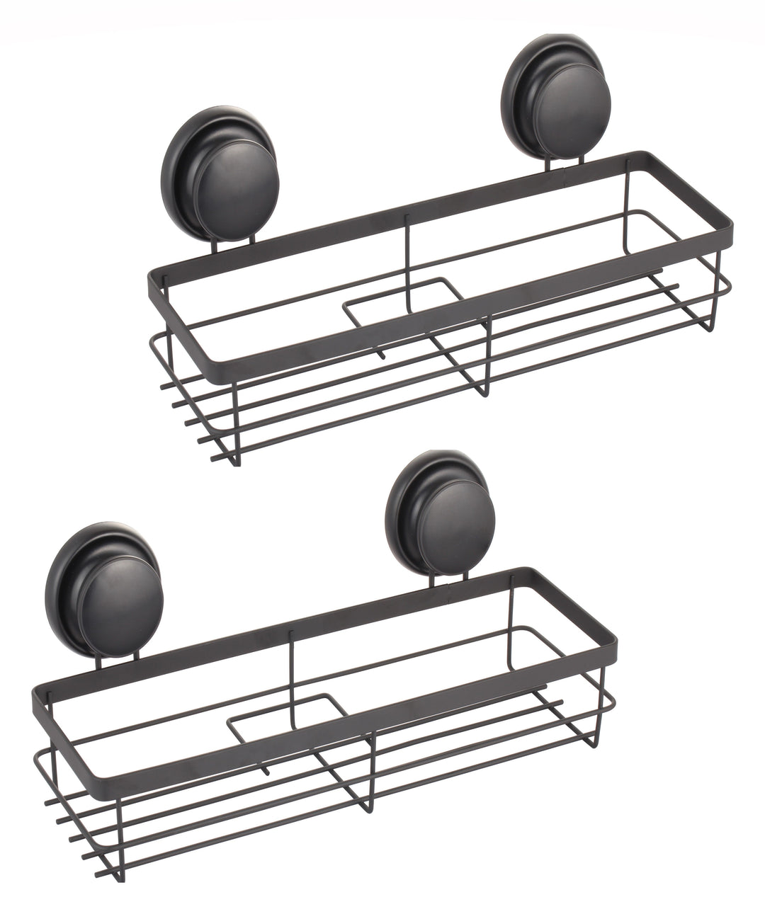 2 Pack Rectangular Corner Shower Caddy Shelf Basket Rack with Premium Vacuum Suction Cup No-Drilling for Bathroom and Ki