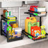 Set 2 pcs - 2-Tier Kitchen Under Sink Organiser Storage with Height Adjustable, Unique Slide Rail & Suction Cups for Storage