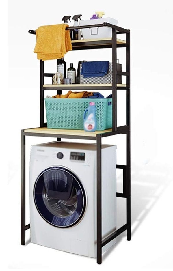 CARLA HOME 3-Tier Over Washing Machine Storage Rack Laundry Shelf Organizer for Bathroom or Toilet (Black)