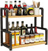 CARLA HOME 2-Tier Wooden Kitchen Countertop Spice Rack for Storage of Condiments, Oils, Jars & Seasoning Bottles