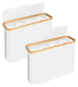 CARLA HOME 2 Pack Toilet Paper Storage Basket Holds Up to 12 Rolls with Bamboo Lid and Handle for RV Closet (White)