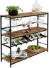 CARLA HOME Large Wine Rack with Glass Holder, Metal Designed Bottle Holder and Wood Countertop for Wine & Champagne