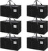 CARLA HOME 6-Pack Large Moving Storage Bags with Zippers & Handles with 95 Liters Capacity for Space Saving, Travel, Camping & Organization (Black)