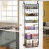 CARLA HOME 6-Tier Over the Door Organizer Heavy-Duty Metal Pantry Rack with Hanging Baskets for Home Kitchen Storage & Bathroom Door Organization (Black)