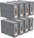 CARLA HOME Bed Sheet Organizer Set of 8 with Handle & Window for Covers, Pillowcases, Blankets, Clothes & Sheets (Grey)