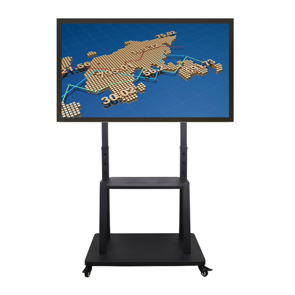 Rolling TV Stand 32-100 w/ Adjustable Mount & 2-Tier Shelf