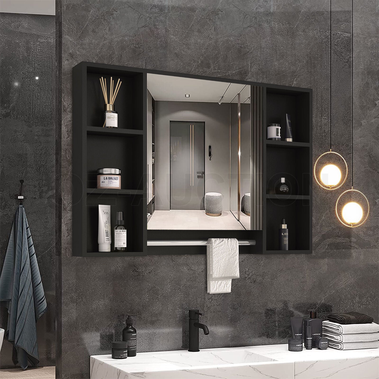 Bathroom Mirrored Cabinet Wall Storage Organizer