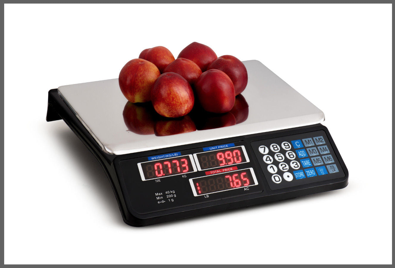 Digital Kitchen Scale 40kg 1g Increment Electronic Black