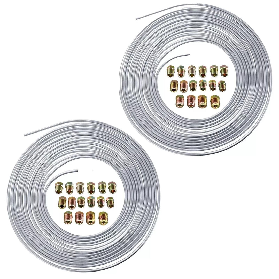 25Ft 3/16'' OD Steel Zinc Brake Line Tubing Kit 150MPa +32 Fittings