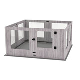 Indoor Dog Pen Tempered Glass Kennel w/ Pad