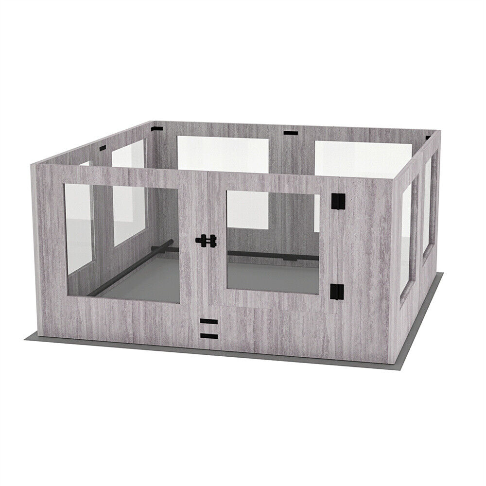 Indoor Dog Pen Tempered Glass Kennel w/ Pad