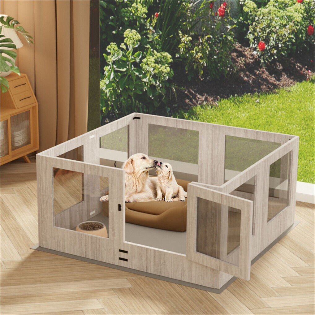 Large Dog Indoor Whelping Box, Tempered Glass & MDF