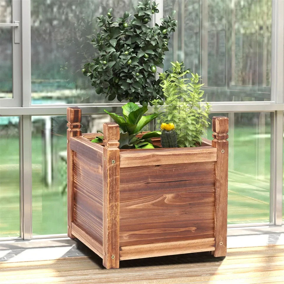 Small Raised Garden Bed 30x30x33cm Wooden Planter Box