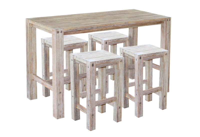 Sturdy bar table and bar stools (WHITE)