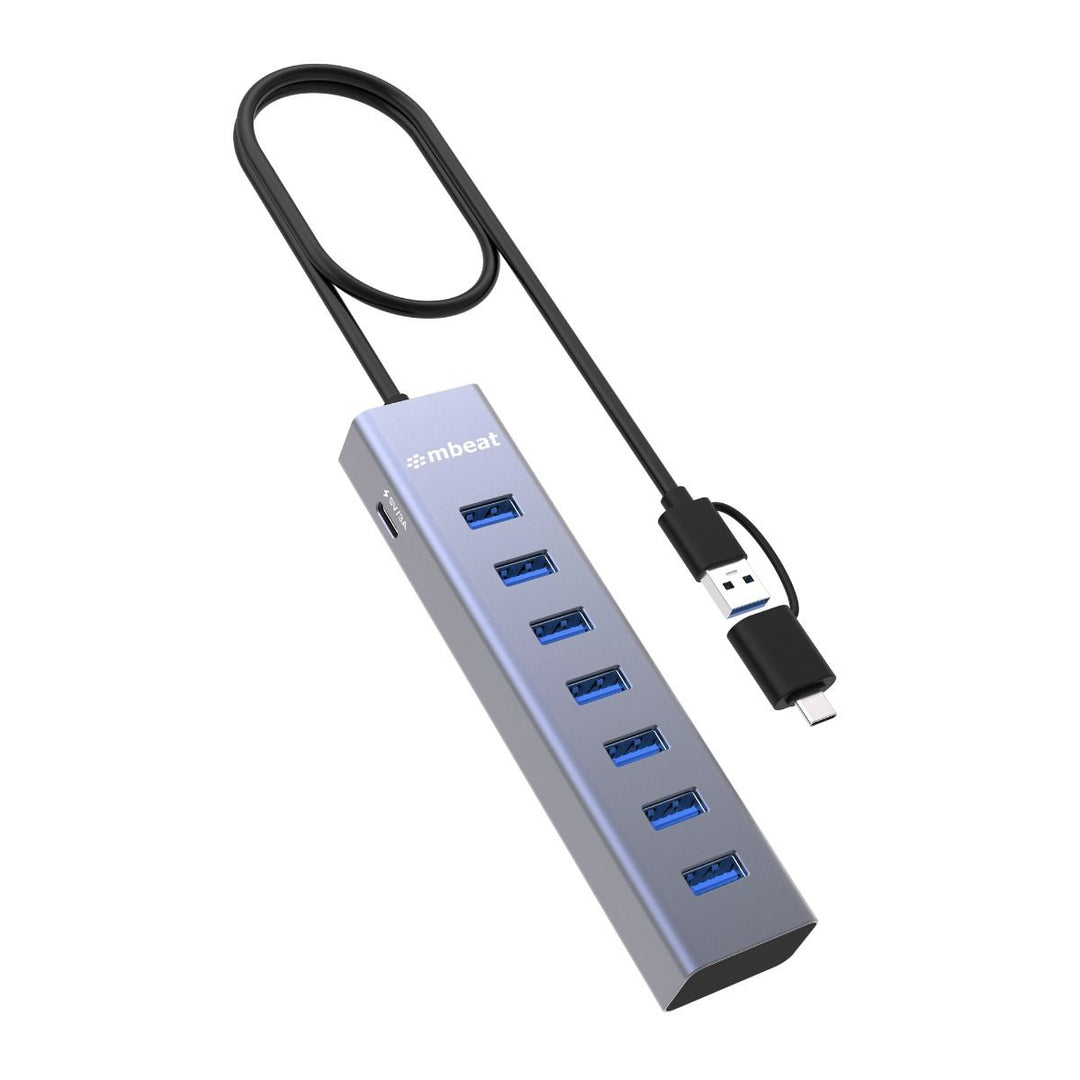 mbeat 7-Port USB Hub with Dual USB-A & USB-C Connector
