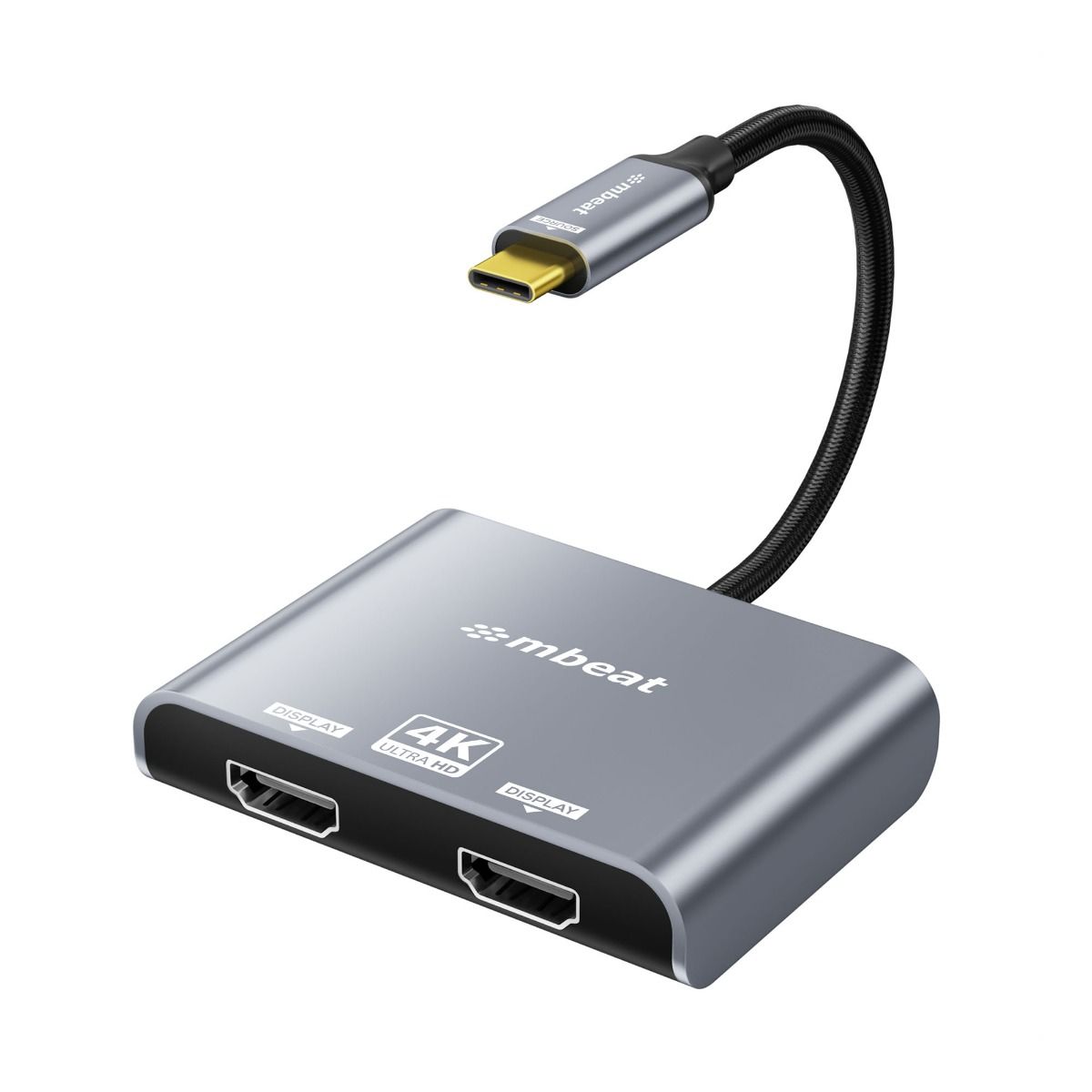 mbeat Tough Link USB-C to Dual 4K/60Hz HDMI MST Adapter - Space Grey