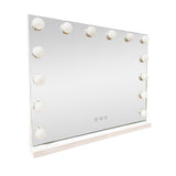 LED Beauty Mirror with 14 Bulbs, Colour Settings, USB A and USB C, White, 50 × 42cm