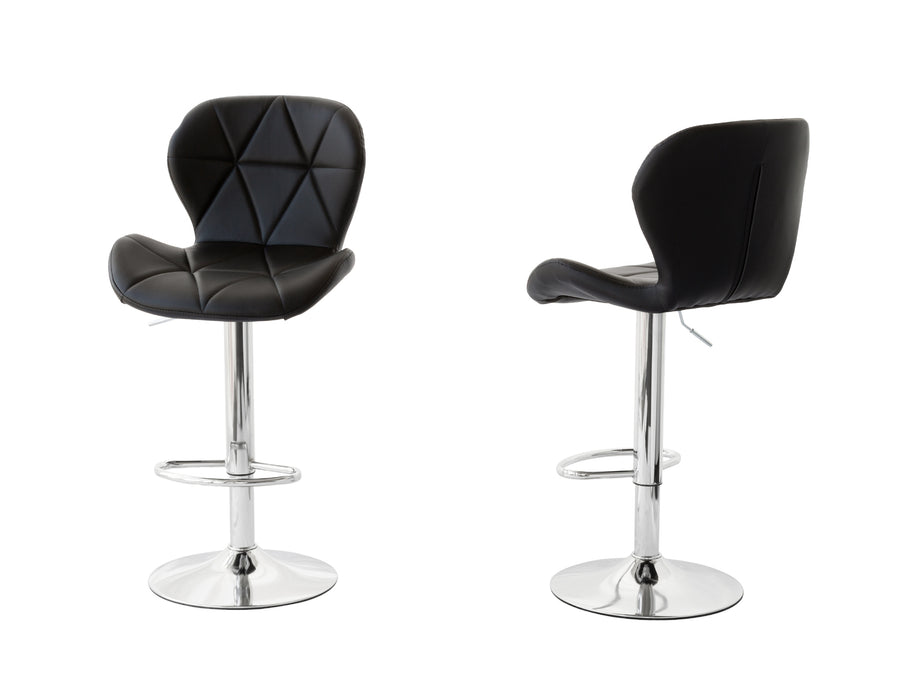 2 Comfortable Bar Stools (Black) w/ Adjustable Height, 90-112cm