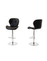 2 Comfortable Bar Stools (Black) w/ Adjustable Height, 90-112cm