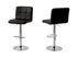 2 Tall Back Paddled Leather Barstools (Black), 90-110cm