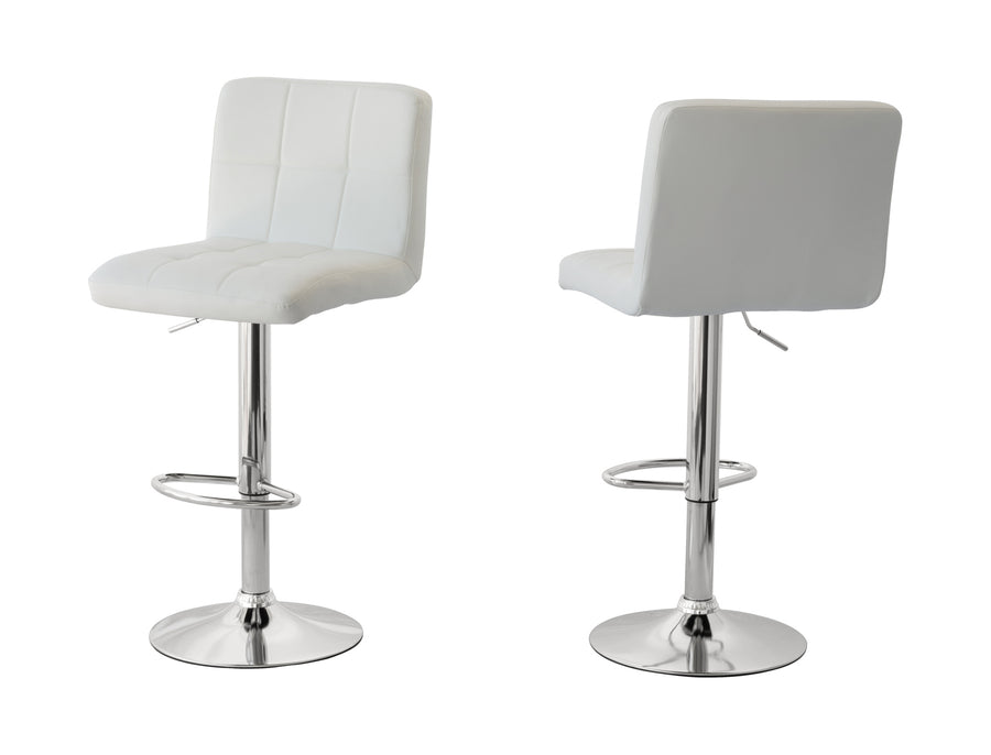 2 Tall Back Paddled Leather Barstools (White), 90-110cm