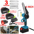 6" Mini Cordless Electric Chainsaw Powered Wood Cutter Rechargeable&2X Battery