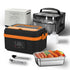 Portable 1L Cordless Electric Heated Lunch Box 16000mAh 60W 304 Stainless Steel Black& orange