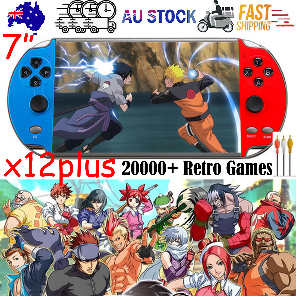 20000+ Retro Games 7 inch Handheld Game Consoles Portable Games Console X12 Plus