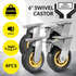 4X 6" / 150mm Heavy Duty Swivel Caster Wheels Castor 1000KG Load,2 with Brakes