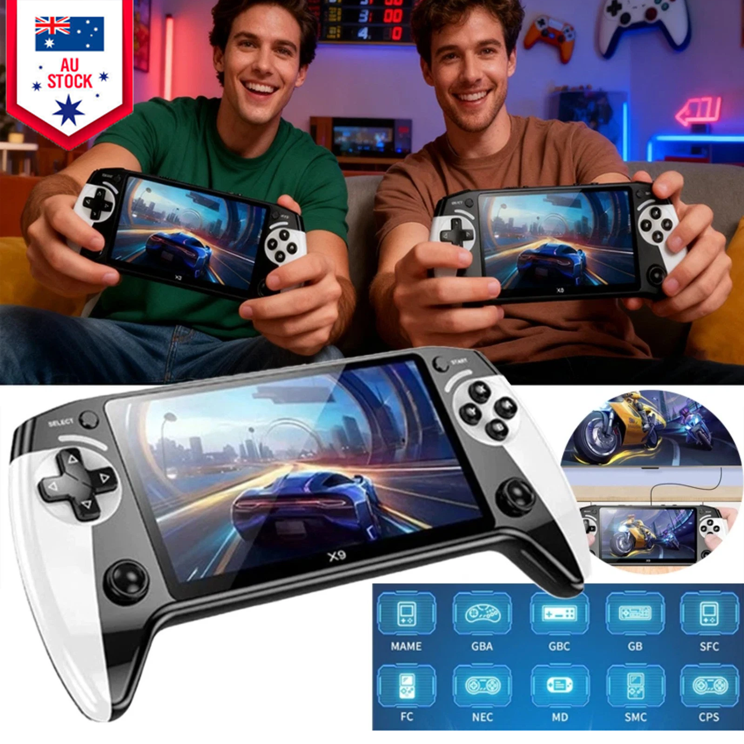 Handheld X9 Retro Game Console 5.5 Inch IPS Screen,Video Games,30000+ Games