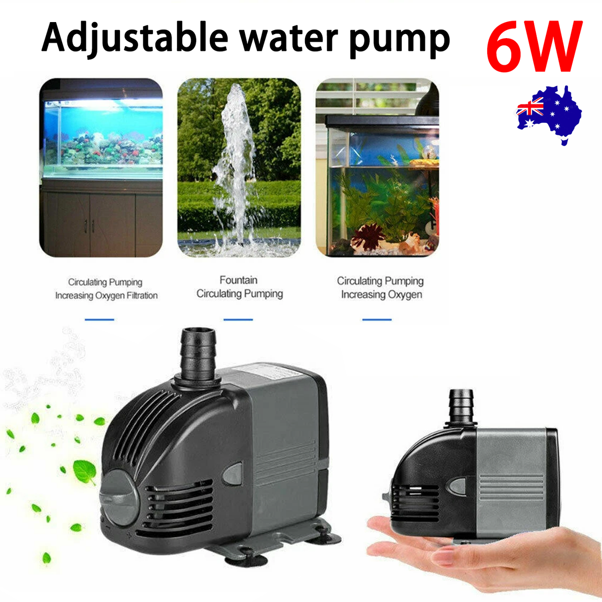 6W Adjustable Flow Aquarium Pump Water Submersible Fish Tank Fountain Pond Marine