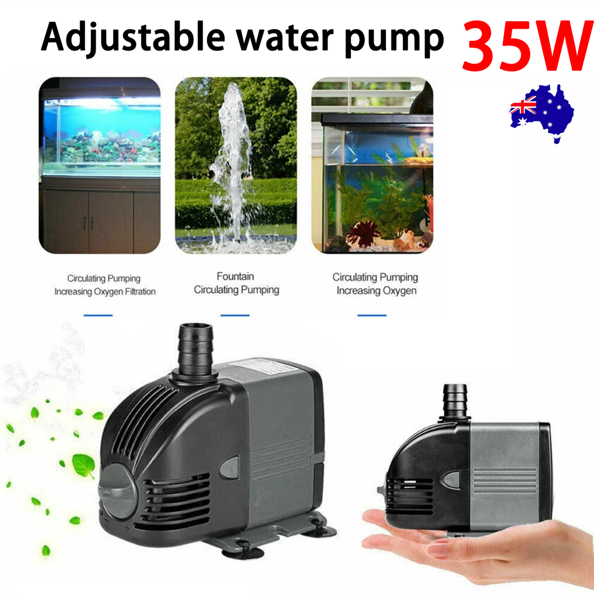 35W Adjustable Flow Aquarium Pump Water Submersible Fish Tank Fountain Pond Marine