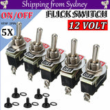 5x Toggle Switch 12V ON OFF Car Flick Dash Light Marine 12 Volt Switches Boat