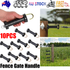 10x Electric Fence Gate Handle Compact Insulated Spring Handles with Hook Black