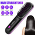 Black Hair Straightener Brush Travel Mini Rechargeable Hair Styler Fast Heating 