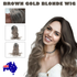 The new  Brown Gold Blonde Long Wavy Wig Synthetic Curly Hair Cosplay Fashion