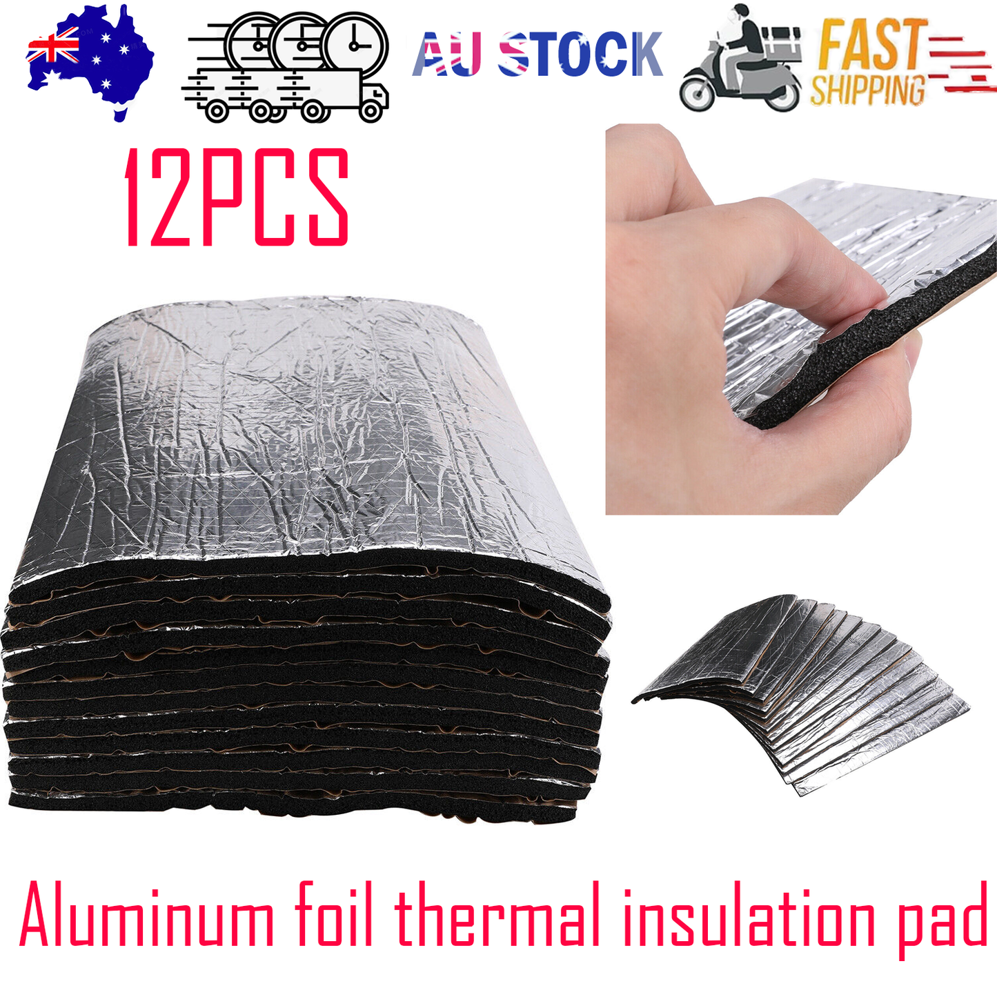 12PCS Car Engine Bay Bonnet Sound Deadener Noise Insulation Foam Proofing Heat