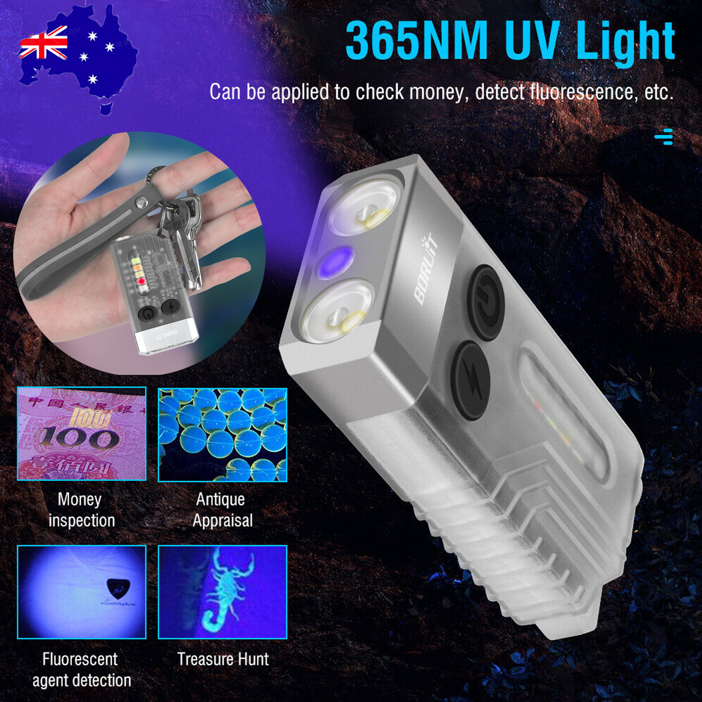 V10 LED Keychain EDC Flashlight USB Rechargeable Magnetic Torch Work Lamp