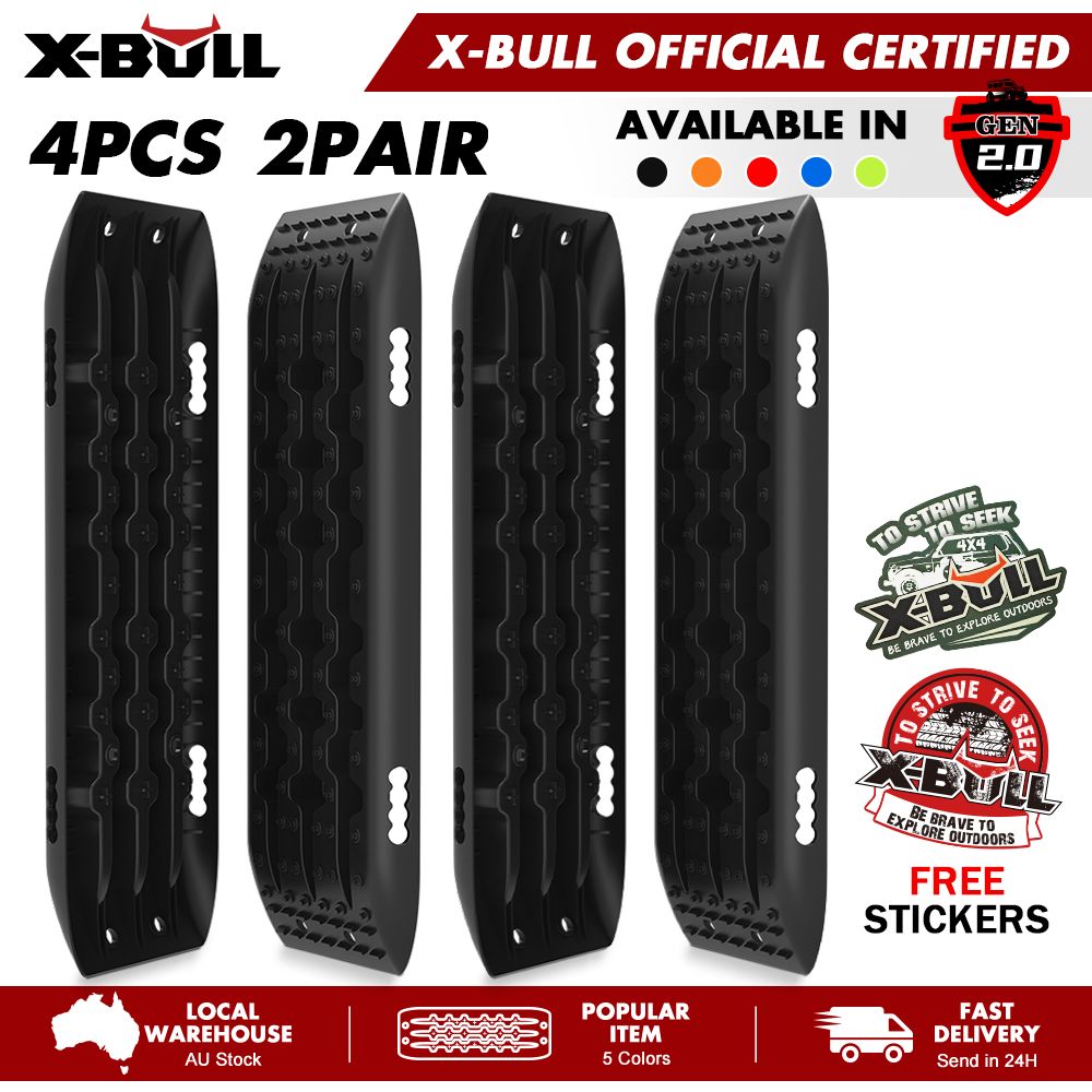 X-BULL Recovery Tracks Sand Track Mud Snow 2 pairs Gen 2.0 Accessory 4WD 4X4 - Black
