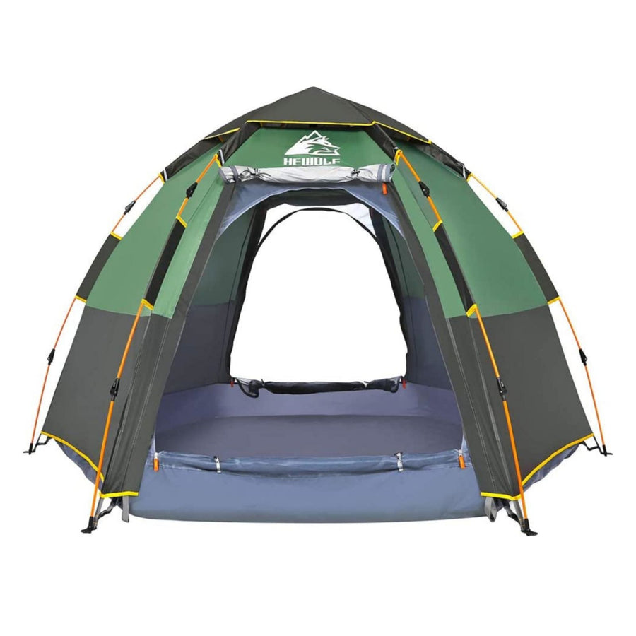 Waterproof Instant Camping Tent 4/5/6 Person Easy Quick Setup Dome Hexagonal Family Tents For Camping, Double Layer Flys