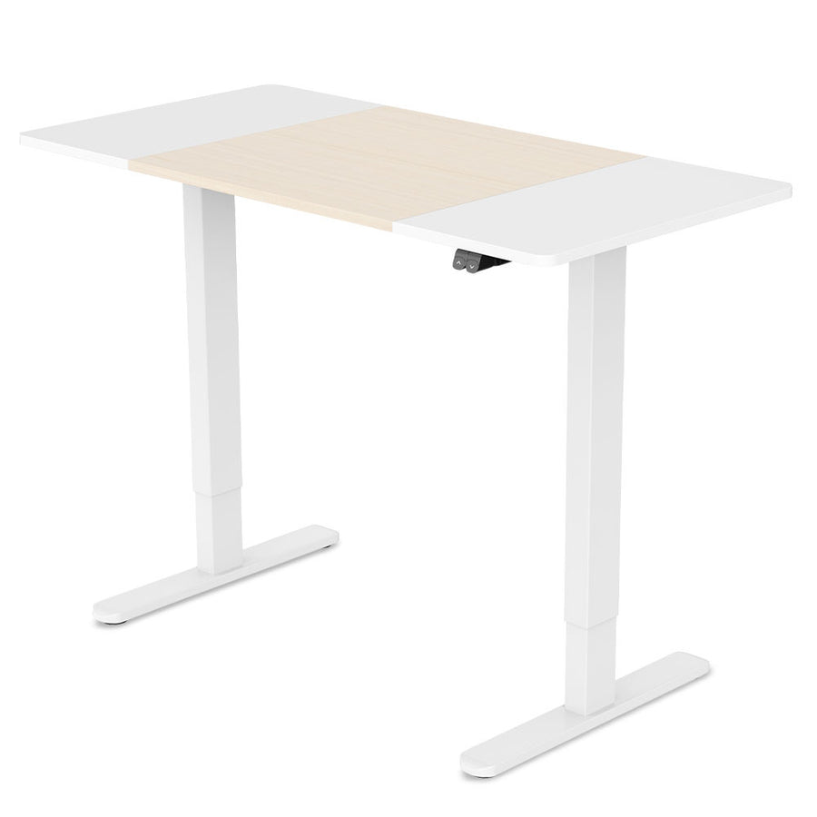 Fortia Sit To Stand Up Standing Desk, 120x60cm, 72-118cm Electric Height Adjustable, 70kg Load, Light Oak Style/White Fr