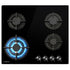 EUROCHEF 60cm 4 Burner Gas Cooktop, with Wok Burner, Tempered Glass, Natural Gas & LPG, Black
