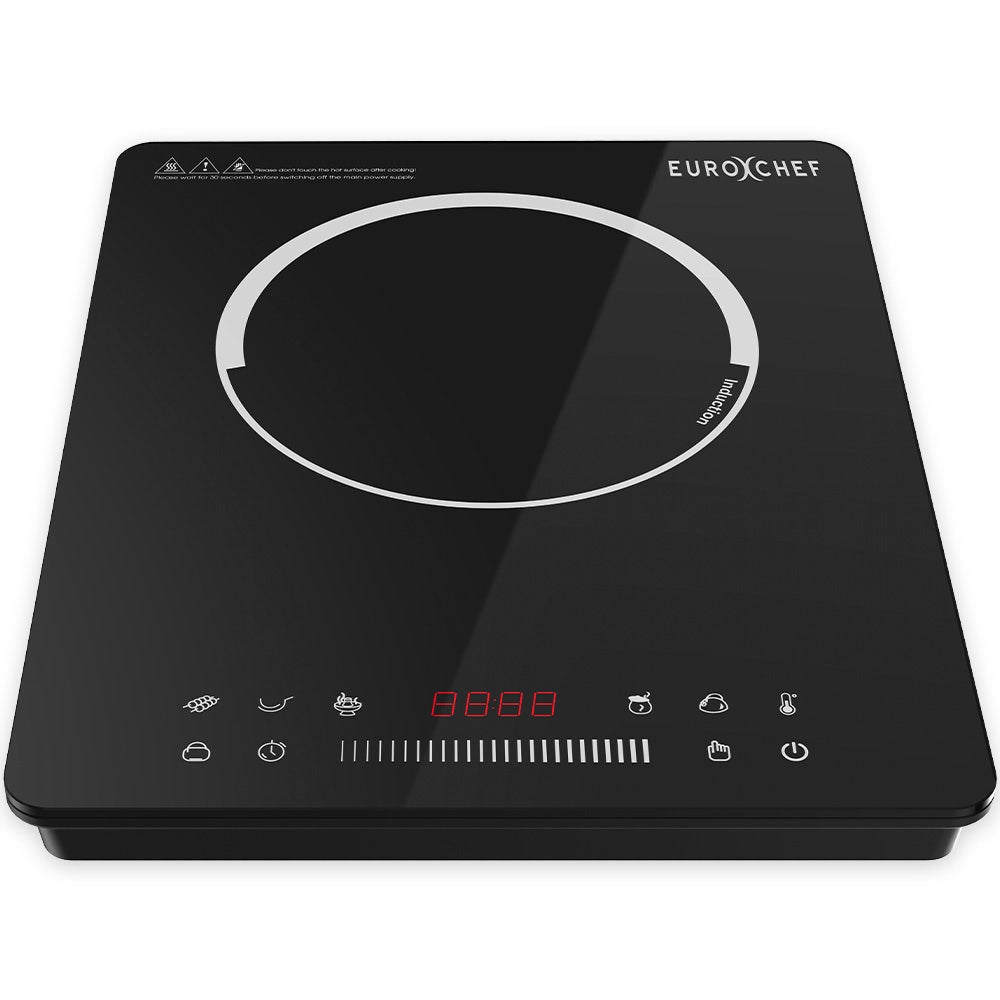 EUROCHEF Induction Cooktop, 2000W, 9 Heat Levels, Fast Electric Portable Cooker, Touch Controls with Slider