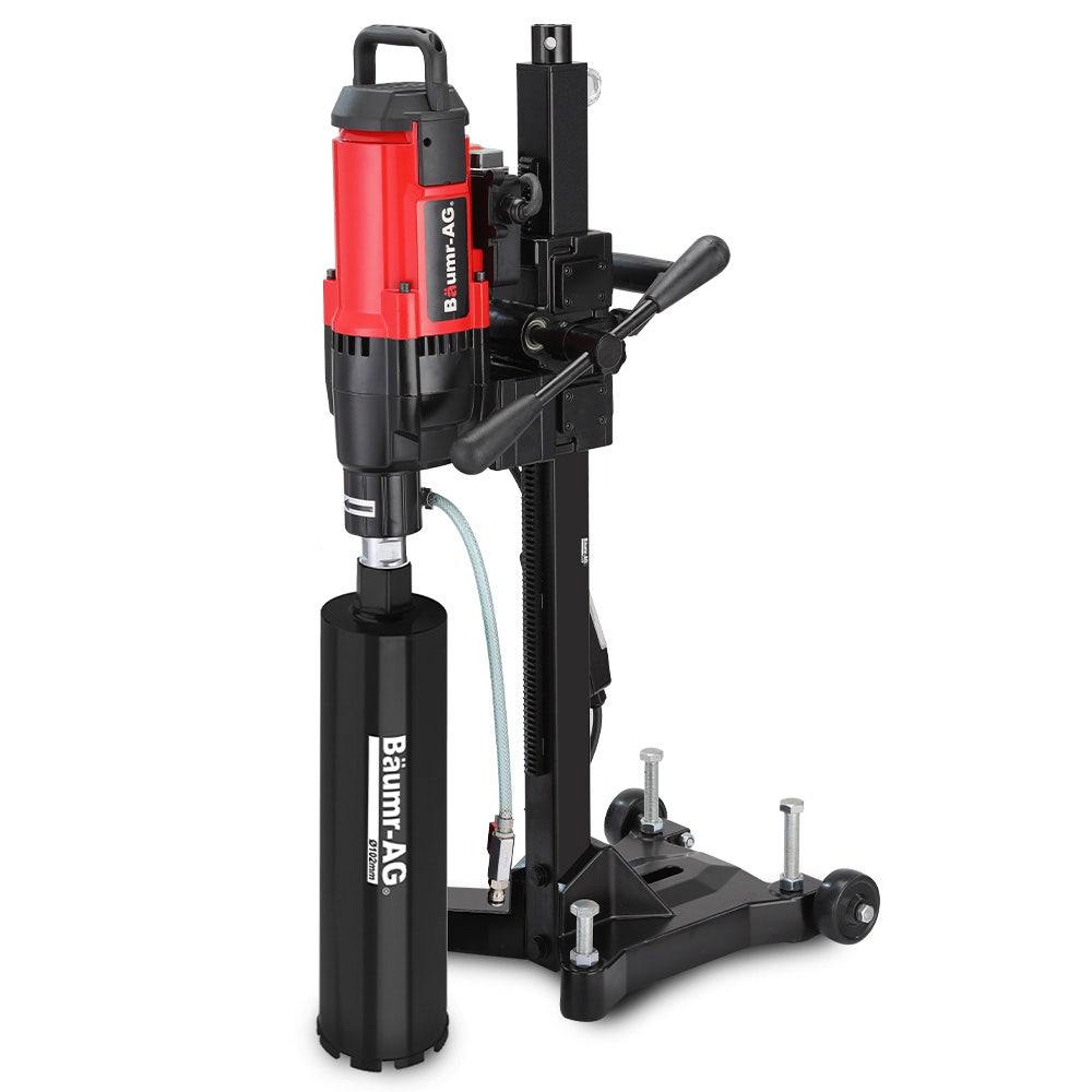 BAUMR-AG 3200W 280mm Wet/Dry Core Drill w/ Wheeled Stand & 102mm Bit Combo, for Concrete Coring Hole Drilling
