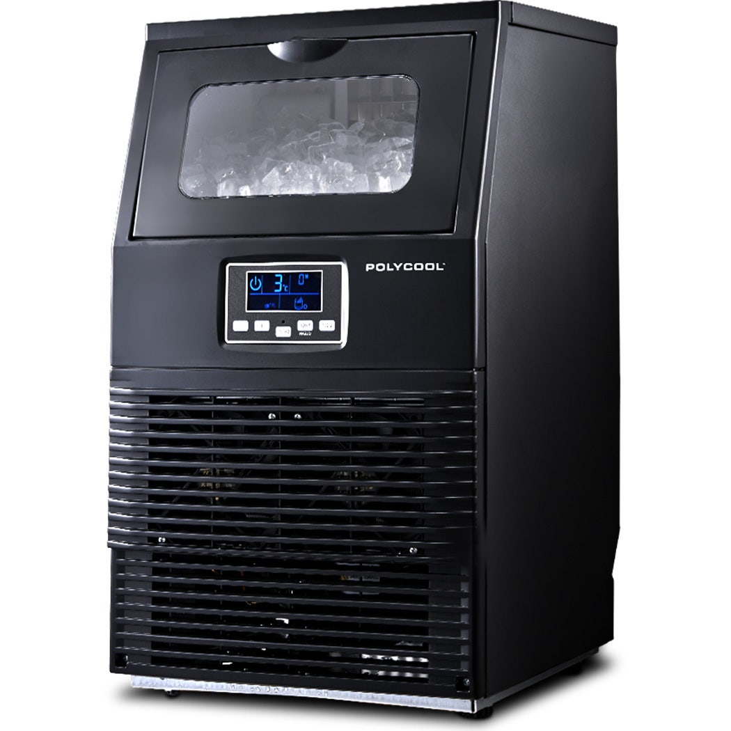 POLYCOOL Commercial Ice Maker Machine, up to 35kg/24hr, Timer & Self Cleaning Programs