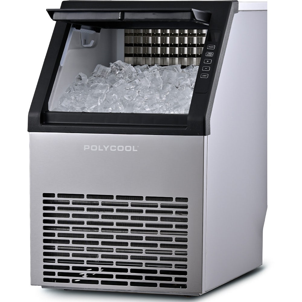 POLYCOOL Commercial Ice Maker Machine, up to 45kg/24hr, Timer & Self Cleaning Programs