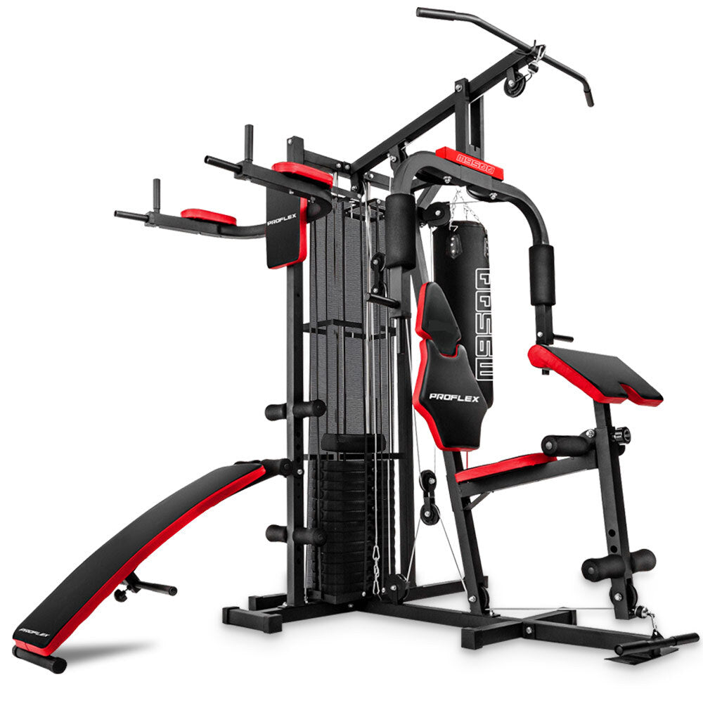 PROFLEX Home Gym Exercise Machine Fitness Equipment Weight Bench Press Set 148lbs